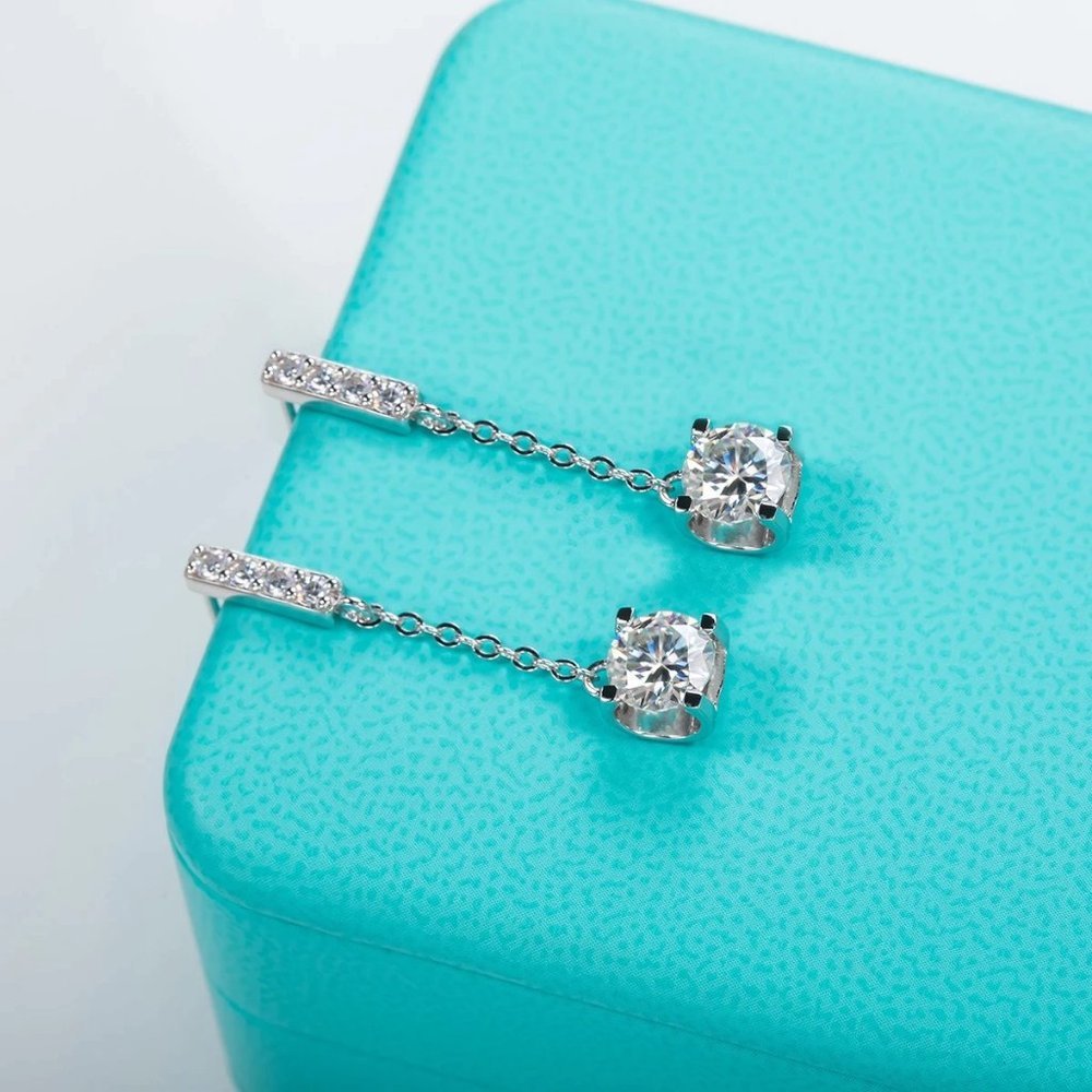 Certified 2ct. t.w. Moissanite Diamond Drop Earrings NEW A - Picture 4 of 13
